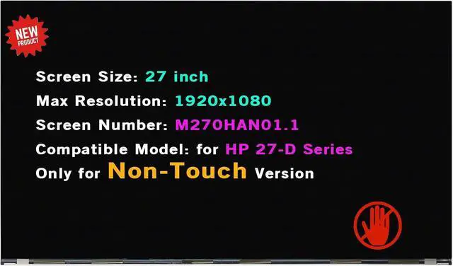 Main image of NUOLAISUN Replacement 27" for HP 27-D L91217-001 LCD Panel Non-Touch Screen FHD M270HAN01.1 FHD 1920(RGB)×1080 30 Pins (Non-Touch Version