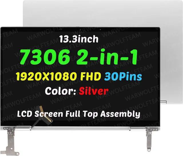 Main image of NUOLAISUN 13.3inch LED LCD 1920X1080 FHD Touch Screen Digitizer Replacement Whole Hinge-up Assembly LP133WF9-SPF1 Compatible with Dell Inspiron 13 7306 2-in-1 P124G P125G FHDKN(Silver)