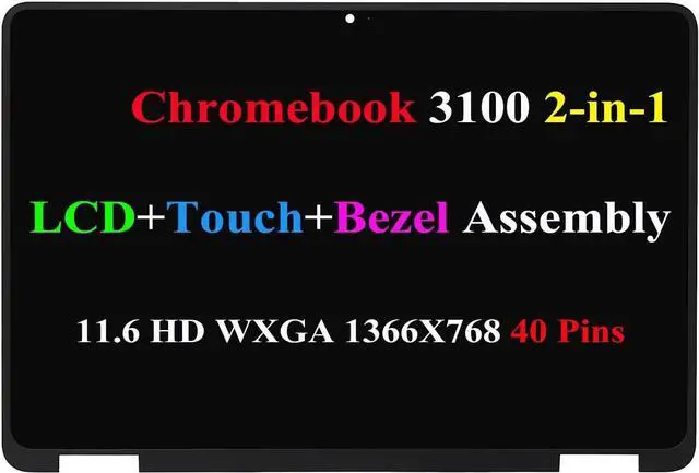 Main image of NUOLAISUN Replacement 11.6inch Compatible with Dell Chromebook 11 3100 2-in-1 9MH3J 045GHC 45GHC FHMWH 0FHMWH 40Pin HD 1366x768