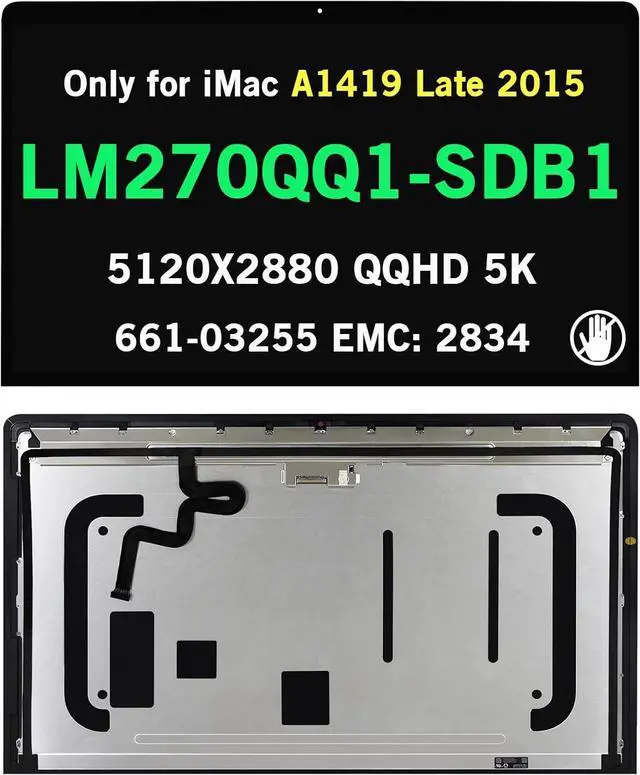 Main image of NUOLAISUN Replacement LCD Display Glass Screen A1419 5K Screen Compatible with iMac 27" LM270QQ1 SD B1 SDB1 EMC:2834 MK462LL/A MK482LL/A
