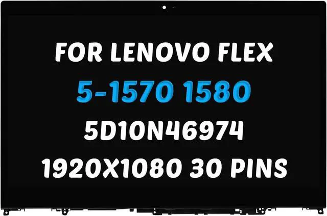 Alt view image 2 of 2 - 5D10N46974 Replacement for Lenovo Flex 5-1570 5-1580 2-in-1 Type 80XB 81CA 81CA0008US 81CA0009US 80XB0008US 1920x1080 15.6" 30Pin 60Hz LCD Screen Display Digitizer Assembly (for Touch Screen Only)