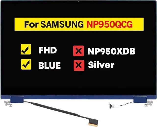 Main image of NUOLAISUN 15.6" LCD Screen Replacement Full Top Complete Assembly for Samsung Galaxy Book Flex NP950QCG-K01HK FHD 1920 * 1080 Touch Blue