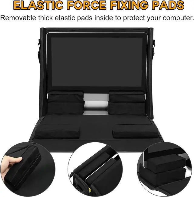 Alt view image 7 of 7 - 21/24 inch computer bag monitor carrying case Compatible with iMac All in One Monitor LCD Screens Desktop Computer Travel Storage Carrying Bag with Accessories Pocket, Shoulder Strap Black