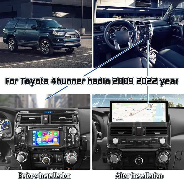 Alt view image 2 of 7 - NUOLAISUN Replacement for Toyota 4Runner Radio Head Unit 2009-2022 Black Upper 13.3" Android TS10, 4+32G, Wireless CarPlay & Android Auto, GPS Navigation AHD Backup