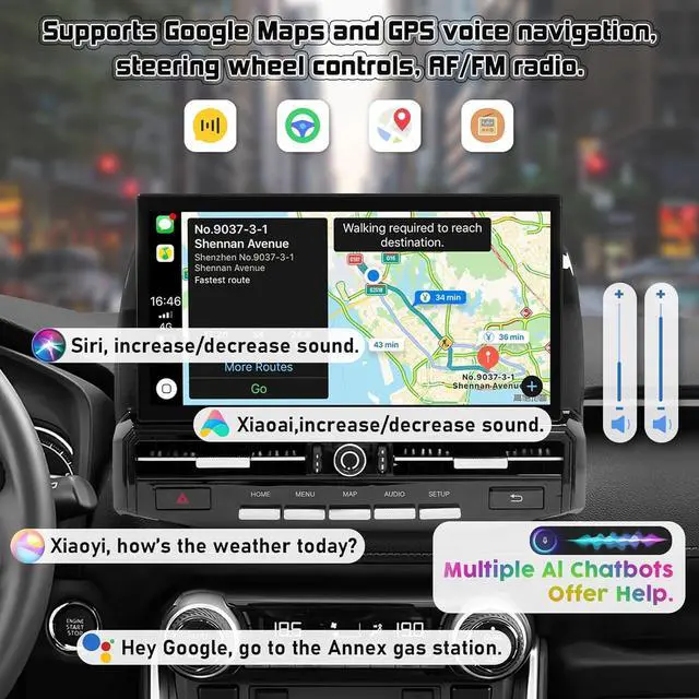Alt view image 3 of 7 - NUOLAISUN Replacement for Toyota 4Runner Radio Head Unit 2009-2022 Black Upper 13.3" Android TS10, 4+32G, Wireless CarPlay & Android Auto, GPS Navigation AHD Backup