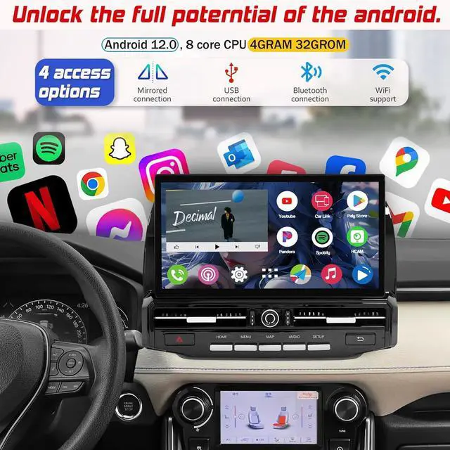 Alt view image 4 of 7 - NUOLAISUN Replacement for Toyota 4Runner Radio Head Unit 2009-2022 Black Upper 13.3" Android TS10, 4+32G, Wireless CarPlay & Android Auto, GPS Navigation AHD Backup