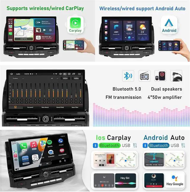 Alt view image 6 of 7 - NUOLAISUN Replacement for Toyota 4Runner Radio Head Unit 2009-2022 Black Upper 13.3" Android TS10, 4+32G, Wireless CarPlay & Android Auto, GPS Navigation AHD Backup