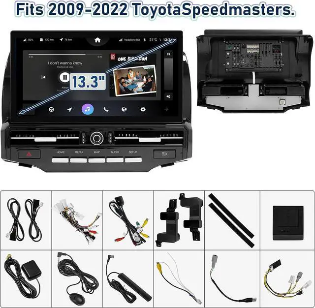 Alt view image 7 of 7 - NUOLAISUN Replacement for Toyota 4Runner Radio Head Unit 2009-2022 Black Upper 13.3" Android TS10, 4+32G, Wireless CarPlay & Android Auto, GPS Navigation AHD Backup