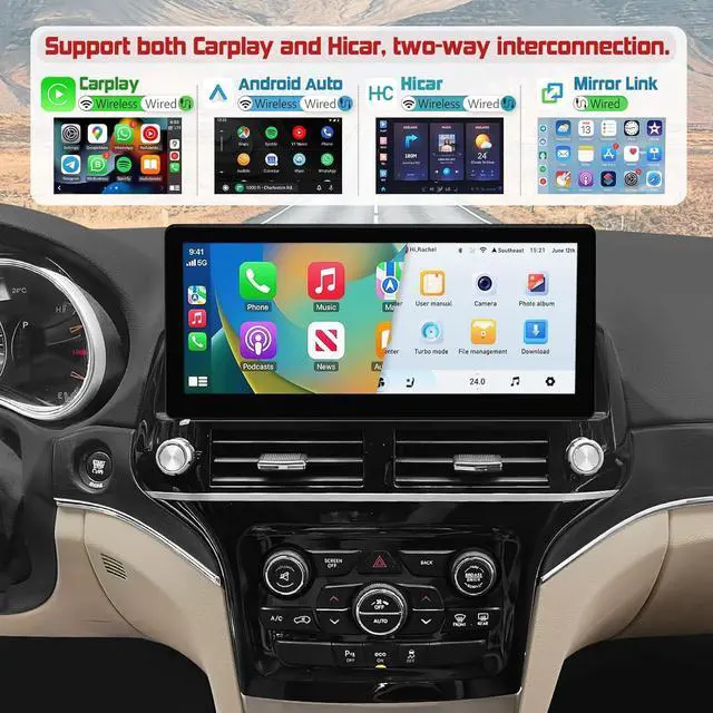 Alt view image 4 of 7 - NUOLAISUN Car Stereo Radio Dash Kit for Jeep Grand Cherokee Radio 2011-2017, 12.3" Android Head Unit TS10, 4+32G, Wireless CarPlay & Android Auto, GPS Navigation, AHD Backup Camera