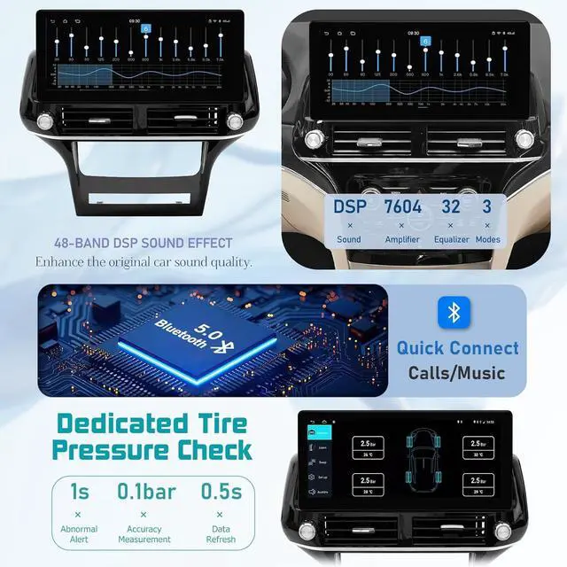 Alt view image 5 of 7 - NUOLAISUN Car Stereo Radio Dash Kit for Jeep Grand Cherokee Radio 2011-2017, 12.3" Android Head Unit TS10, 4+32G, Wireless CarPlay & Android Auto, GPS Navigation, AHD Backup Camera