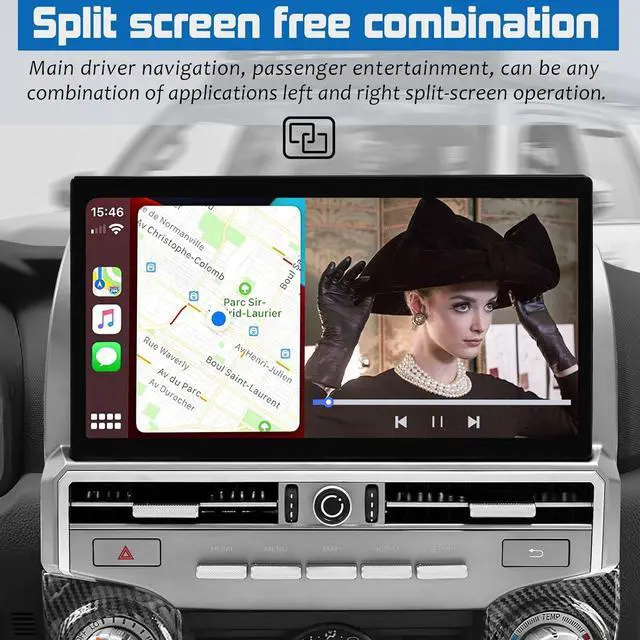 Alt view image 5 of 6 - NUOLAISUN Stereo Radio Dash Kit for Toyota 4Runner Radio 2009-2022, Silver Upper 13.3" Android Head Unit TS10, 4+32G, Wireless CarPlay & Android Auto GPS Navigation AHD Backup Camera