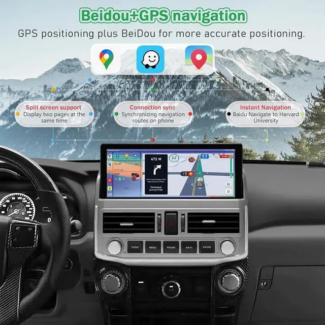 Alt view image 4 of 6 - NUOLAISUN Car Stereo Upgrade Replacement for Toyota 4Runner Radio 2009-2022 Silver 12.3" Android Head Unit TS10, 4+32G, Easy Install, Wireless CarPlay, GPS Navigation AHD Backup Camera