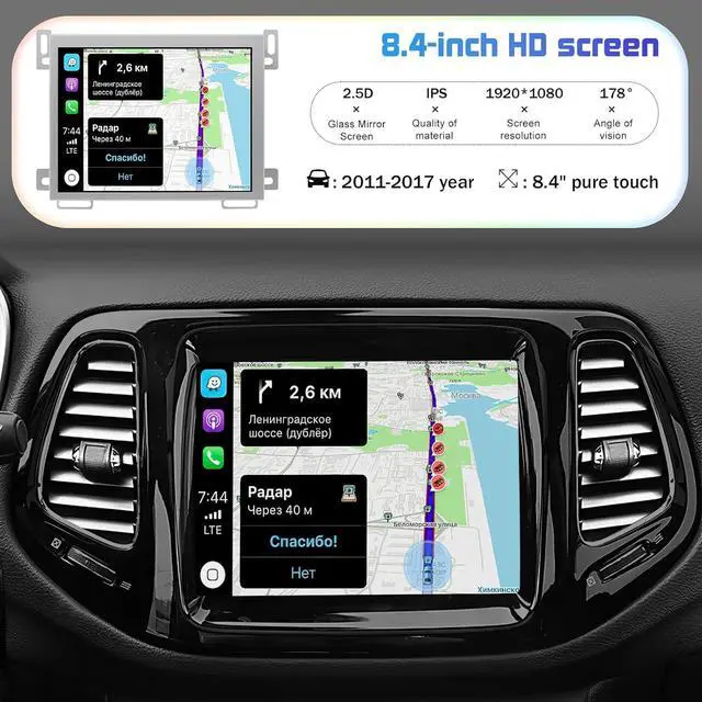 Alt view image 4 of 7 - NUOLAISUN Car Stereo Radio Dash Kit for Jeep Grand Cherokee LCD Screen 2011-2017, 8.4" Android Head Unit TS10, 4+32G, Wireless CarPlay & Android Auto, GPS Navigation, AHD Backup Camera