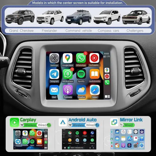 Alt view image 6 of 7 - NUOLAISUN Car Stereo Radio Dash Kit for Jeep Grand Cherokee LCD Screen 2011-2017, 8.4" Android Head Unit TS10, 4+32G, Wireless CarPlay & Android Auto, GPS Navigation, AHD Backup Camera
