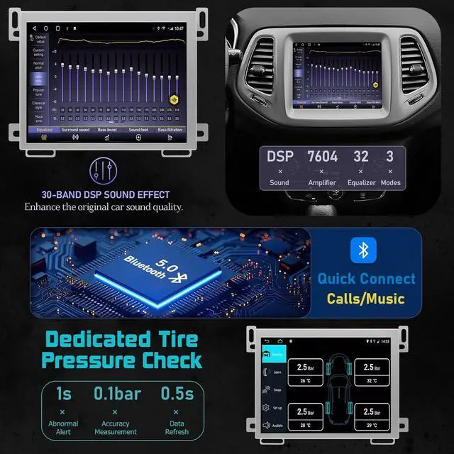 Alt view image 7 of 7 - NUOLAISUN Car Stereo Radio Dash Kit for Jeep Grand Cherokee LCD Screen 2011-2017, 8.4" Android Head Unit TS10, 4+32G, Wireless CarPlay & Android Auto, GPS Navigation, AHD Backup Camera