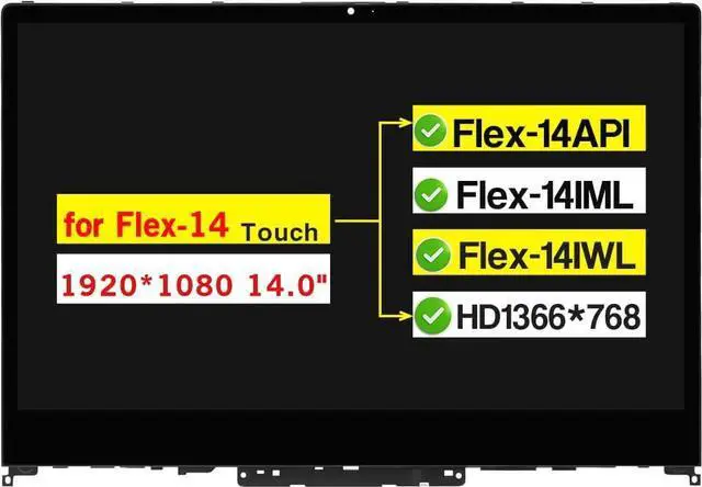 Main image of NUOLAISUN 14.0" Digitizer Assembly for Lenovo Flex-14 Flex-14API Flex-14IML Flex-14IWL 81SS 81XG 81SQ 5D10S39564 5D10S39563 NV140FHM-N48 FHD 1920 * 1080 LCD Touch Screen Replacement