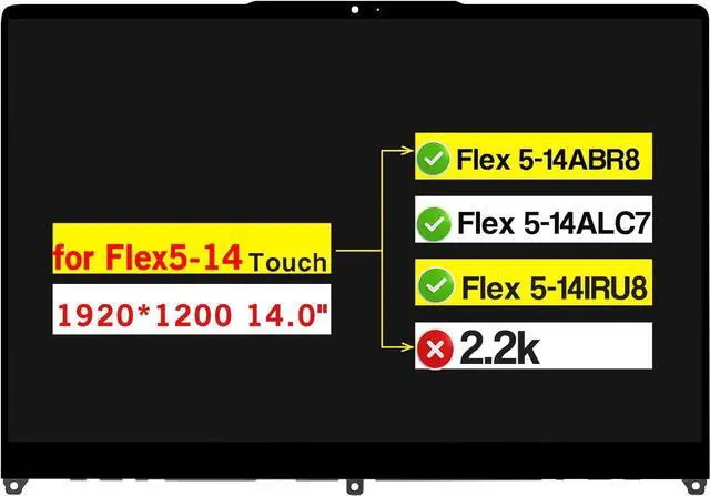 Main image of 14.0" Digitizer Assembly for Lenovo IdeaPad Flex 5-14ABR8 5-14ALC7 5-14IRU8 82XX 82R9 82Y0 5D10S39787 5D10S39788 5D10S39785 5D10S39788 5D10S39921 1920 * 1200 LCD Touch Screen Replacement (Not 2.2K)