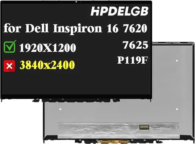 Main image of NUOLAISUN Replacement for Dell Inspiron 16 7620 7625 2-in-1 P119F P119F001 Non-OLED 1920x1200 IPS LCD Touch Screen Display Digitizer