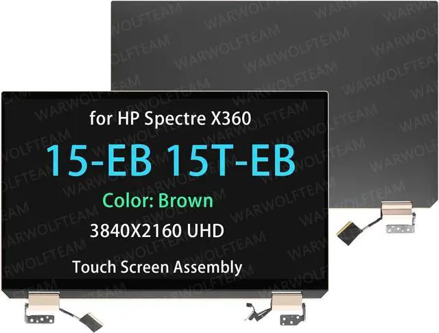 Main image of NUOLAISUN 15.6in LCD 3840X2160 Touch Screen Digitizer Replacement Whole Hinge-up Assembly for HP Spectre X360 15-EB0041TX 15-EB0042TX 15-EB0043DX 15-EB0043TX L97636-001 (UHD Cable Version, Brown)