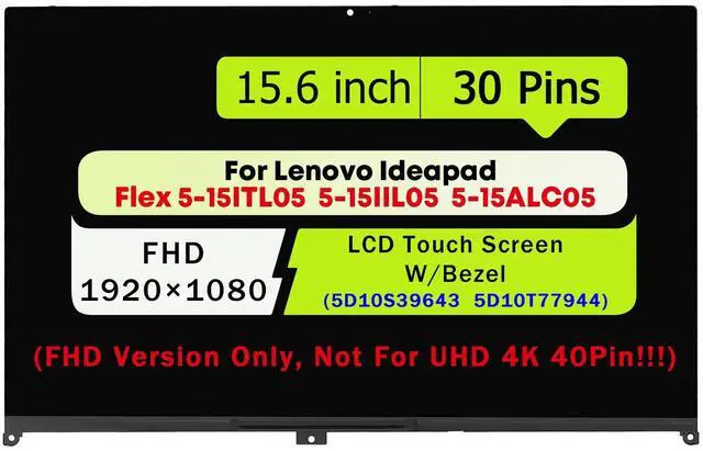 Main image of NUOLAISUN For Lenovo IdeaPad Flex 5-15ALC05 5-15IIL05 5-15ITL05 Lcd Touch Screen 15.6" FHD 1920×1080
