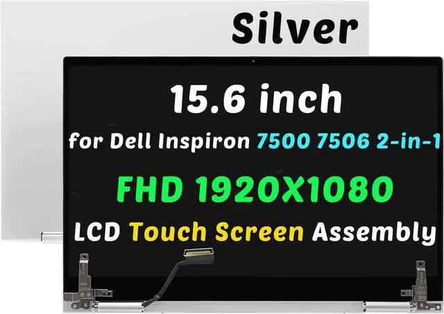 Main image of NUOLAISUN New FHD 15.6" for Dell Inspiron 7506 2-in-1 LCD Touch screen RYKP9 0RYKP9 Silver
