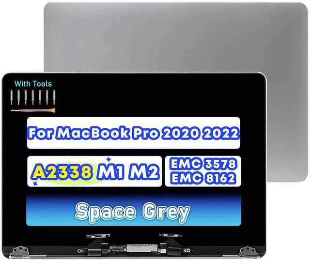 Main image of NUOLAISUN 13.3" New Screen Replacement for MacBook Pro M1 2020 A2338 EMC 3578 MYD83 MYD92 MYDA2 MYDC2 LCD Screen Retina Display Full Assembly (Gray)