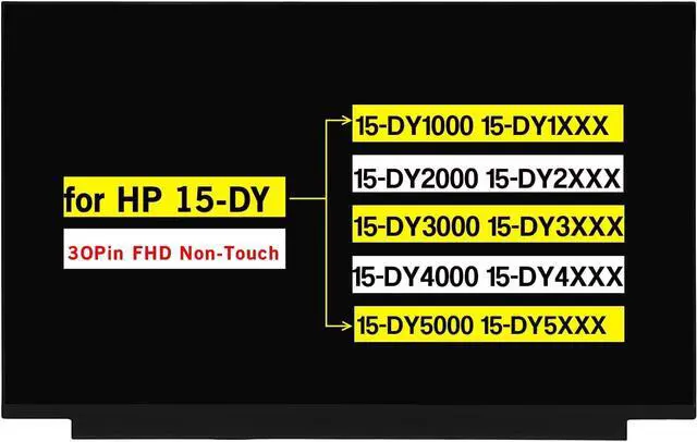 Main image of NUOLAISUN Replacement for HP 15-DY 15-DY1000 15-DY1XXX 15-DY2000 15-DY3000 15-DY3XXX 15-DY2XXX 15-DY4000 15-DY4XXX 15-DY5000 15-DY5XXX LCD Screen Display Panel (30pin FHD 1920 * 1080 Non-Touch)