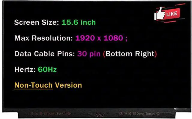 Main image of NUOLAISUN FHD 1920×1080 30 pins 60Hz LCD Non-Touch Screen Replacement for Dell VOSTRO 15 3510 15.6" Display Panel