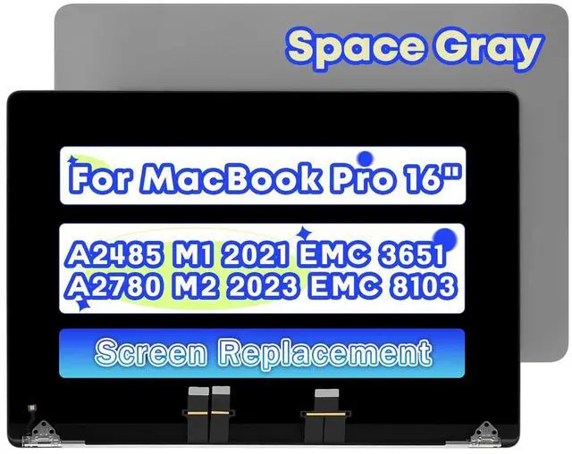 Main image of NUOLAISUN 16" Screen Replacement for MacBook Pro M1 M2 A2485 EMC 3651 A2780 EMC 8103 MK1E3LL/A MK1H3LL/A 2021 2023 LCD Display Assembly 661-21968 661-21969 (space Black)