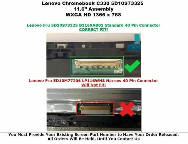 Alt view image 3 of 4 - NUOLAISUN Replacement B116XAK01.4 For Lenovo ChromeBook C330 81HY LCD Touch Display Screen