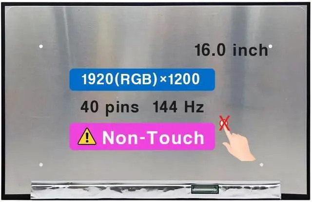 Main image of NUOLAISUN 16.0" Screen Replacement for MSI P/N S1J-AB0A005-I75 N160JME-GTK NE160WUM-NX3 V8.0 B160UAN05.A FHD 1920×1200 144Hz 40 Pin LCD Non-Touch Display Panel