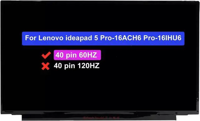 Main image of NUOLAISUN 16.0" Screen Replacement for Lenovo ideapad 5 Pro-16ACH6 Pro-16IHU6 FRU:5D11B60609 5D11D96536 NE160QDM-N62 MNG007DA1-3 MNG007DA1-B QHD 2560×1600 60Hz 40Pin LCD Non-Touch Display Panel