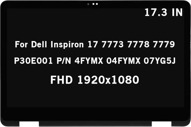 Main image of NUOLAISUN 17.3" Screen Replacement for Dell Inspiron 17 7773 7778 7779 P30E001 P/N 4FYMX 04FYMX 07YG5J FHD 1920x1080 LCD Display Touch Screen Digitizer Assembly Bezel with Control Board