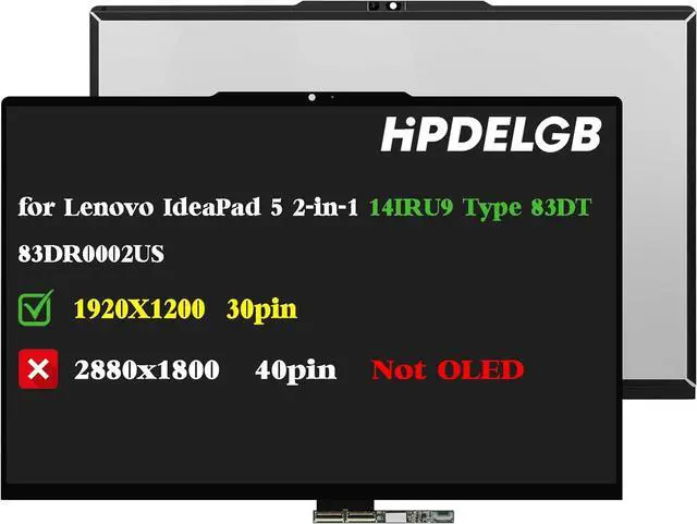 Main image of NUOLAISUN Replacement for Lenovo IdeaPad 5 14" 2-in-1 Gen 9 5-14AHP9 14IRU9 Type 83DT 83DR 83DR000TUS WUXGA 1920x1200 IPS 30Pin Laptop LCD Touch Screen Digitizer Assembly Bezel Panel Non-OLED