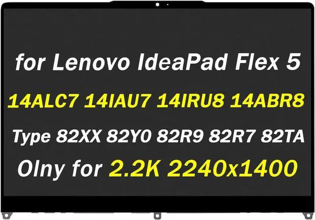Main image of 5D10S39789 5D10S39790 5D10S40011 Replacement for Lenovo IdeaPad Flex 5 2-in-1 14IRU8 14ABR8 14ALC7 14IAU7 14 Gen 7th 8th 14.0" LCD Display Touch Screen Assembly with Bezel (Only for 2.2K 2240x1400)