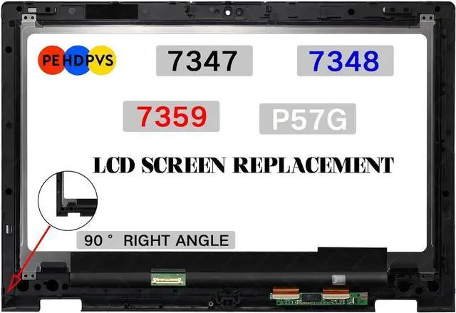 Alt view image 2 of 3 - Replacement for Dell Inspiron 13 7347 7348 7359 LCD Display P57G P57G001 P57G002 9CWH8 LTN133HL03-201 13.3" 1920x1080 30Pin LED Touch Screen Digitizer Assembly Right-Angled Bezel (Not-for 7352 7353)