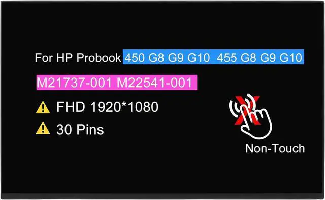 Main image of NUOLAISUN 15.6" LCD Replacement for HP Probook 450 G8 G9 G10 455 G8 G9 G10 M21737-001 M22541-001 Non-Touch Display Panel FHD 1080P 30 pin