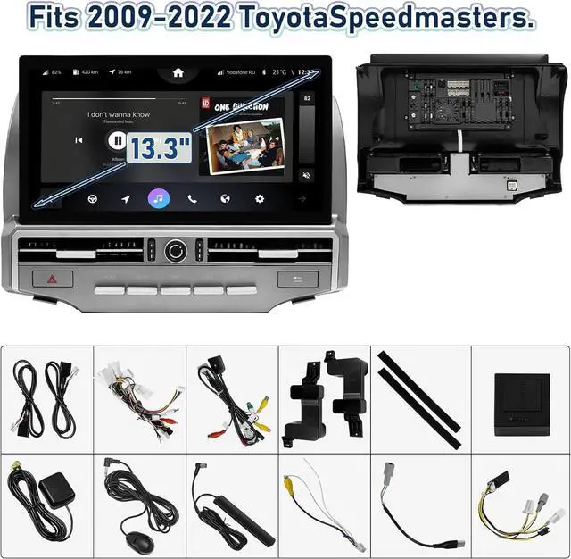 Alt view image 7 of 7 - NUOLAISUN Stereo Radio Dash Kit for Toyota 4Runner Radio 2009-2022, Silver Upper 13.3" Android Head Unit TS10, 4+32G, Wireless CarPlay & Android Auto GPS Navigation AHD Backup Camera