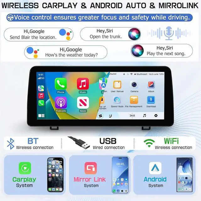 Alt view image 5 of 7 - NUOLAISUN Car Stereo Radio for Toyota RAV4 2019 2020 2021 2022 6GB+128GB 12.3" Touch Screen Car Stereo Radio with Wireless Carplay, 14 Android Auto, GPS Navigation Head Unit, Bluetooth