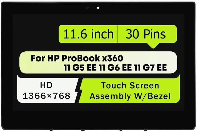 Main image of NUOLAISUN 11.6" HD 1366x768 for HP ProBook x360 11 G5 EE G6 EE G7 EE LCD Touch Screen Replacement