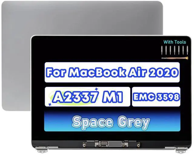 Main image of NUOLAISUN Screen Replacement for MacBook Air M1 2020 A2337 EMC 3598 Retina Full LCD Display Assembly 13.3" 2560x1600 (Space Gray)