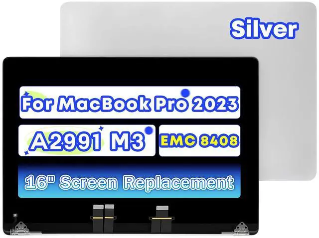 Main image of NUOLAISUN 16" Screen Replacement for MacBook Pro M3 2023 A2991 EMC 8408 LCD Display Assembly 661-38683 (Silver)