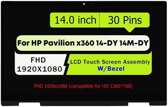 Main image of NUOLAISUN M45012-001 M45013-001 14" LCD Replacement for HP Pavilion x360 14-DY 14M-DY0013DX 14M-DY0023DX 14M-DY0113DX 14M-DY1023DX 14m-dy1013dx LCD Touch Screen Replacement Assembly Display
