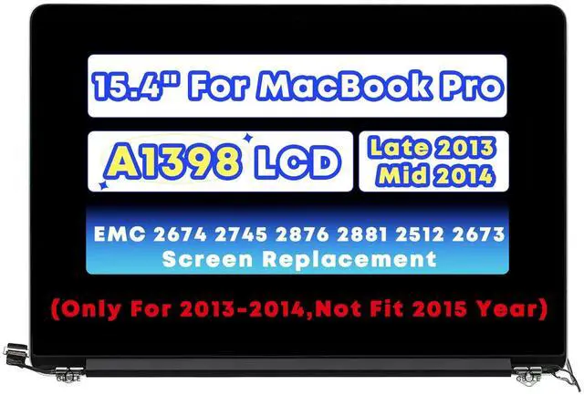 Main image of NUOLAISUN Screen Replacement for MacBook Pro Retina A1398 2013-2014 Year LCD Screen Display Assembly Late 2013 Mid 2014 EMC 2674 2745 2876 2881 EMC 2512 2673 (Not Fit 2015 Year)