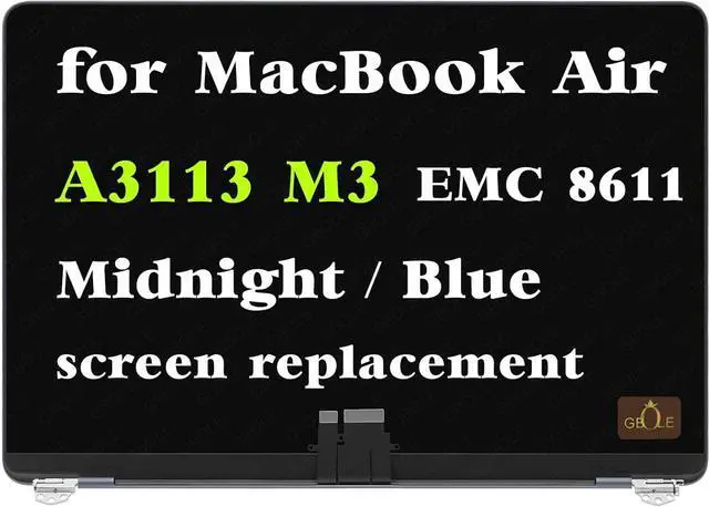 Alt view image 2 of 3 - A3113 Screen Replacement for MacBook Air M3 A3113 2024 13.6 inch EMC 8611 MRXN3 MRXQ3 Mac15 MRXV3LL/A MRXW3LL/A Full LED LCD Screen Display Assembly (Midnight/Blue)