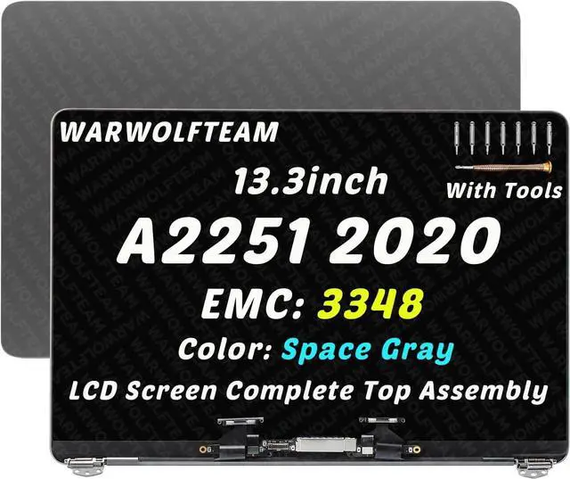 Main image of Compatible with MacBook Pro A2251 2020 EMC 3348 MWP42 MWP52 MWP62 MWP72 MWP82 LCD LED Screen Replacement Cover Cable Hinges Full Top Complete Assembly 13.3" 2560 x 1600(Space Gray)