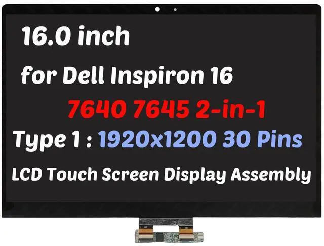 Main image of 16" for Dell Inspiron 16 7640 P133F P133F001 LCD Touch Digitizer Screen Assembly