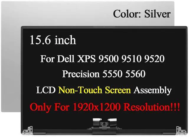 Main image of for Dell XPS 9500 9510 9520 Precision 5550 5560 LCD Screen Non-Touch FHD+ Silver