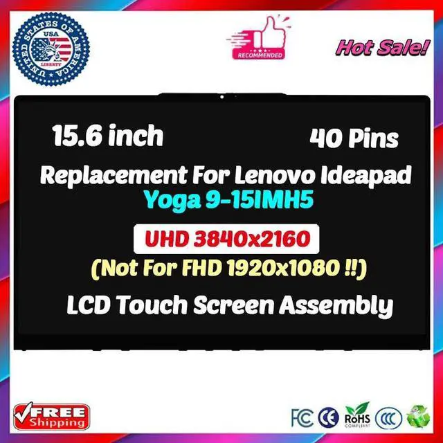 Main image of UHD 15.6" for Lenovo Ideapad Yoga 9-15IMH5 LCD Touch Screen Assembly 5D10S39658