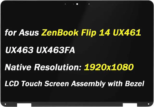 Main image of Replacement 14" for Asus ZenBook Flip 14 UX461 UX461U UX461UN UX461UA 1920x1080 FHD LCD Display Screen + Touch Digitizer + Bezel Frame Assembly